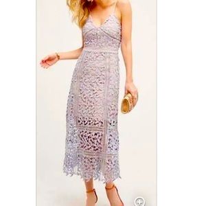 Elliott Tingle MIDI Dress- lilac overlay with nude